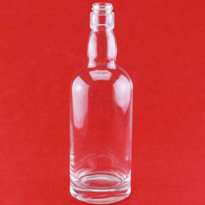 Hot Sale Round Shape Clear Whiskey Glass Bottle Rum Glass Bottle With Plastic Cap Super Clear 750ML 