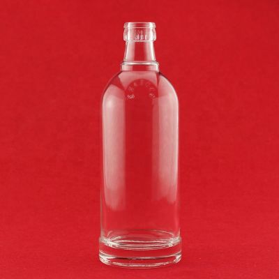 Empty Glass Vodka Bottle Boston Round Tequila Glass Wine Bottles With Plastic Tamper Cap 