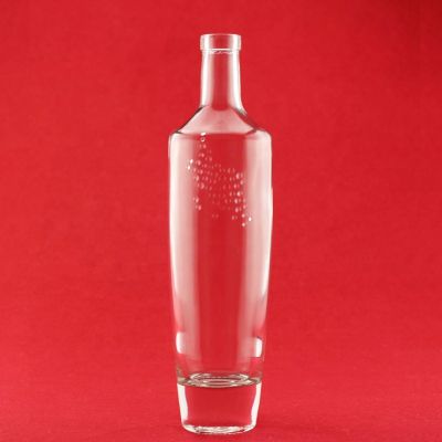 Thick Bottom 500ml Glass Gin Bottle Custom Embossed Logo Glass Bottle Super Flint Glass Liquor Bottle 