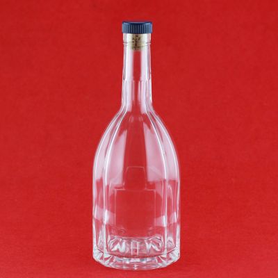 Luxury Quality Clear 500ml Brandy Glass Bottles 750ml Empty Bottle With Cork Top 