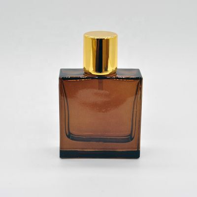 Fashion Design Brown Men Luxury Portable Atomizer Vintage Big Clear Square Black Glass Perfume Bottle 100ml 