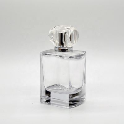 100ml Transparent Luxury Glass Square Perfume Bottle Design 