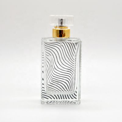 High Quality Transparent Rectangular Glass Men Perfume Bottle 50ml 