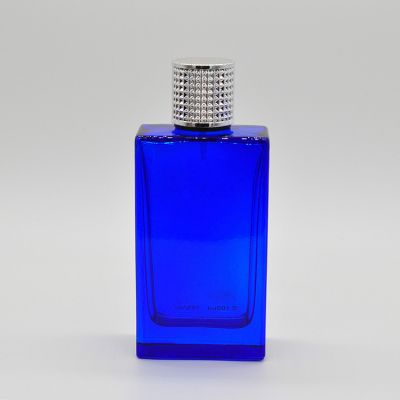 100ml Portable Personalized Rectangle Blue Glass Spray Perfume Bottle 