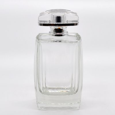 Pure transparent square crystal glass perfume bottle 100ml high quality glass bottle 