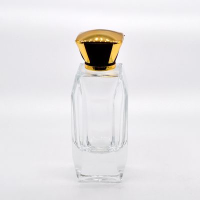 wholesale 100ml square glass perfume bottle with brown leather lids 