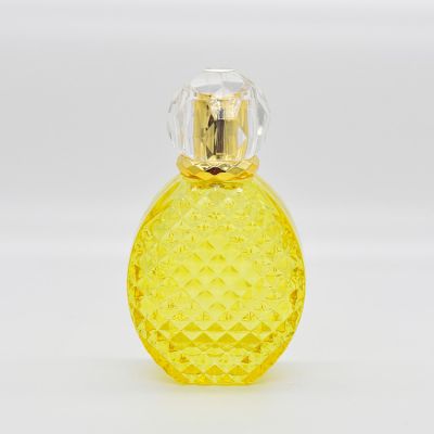 Modern Design Round Yellow Pineapple Style Glass Perfume Spray Bottle 60ml