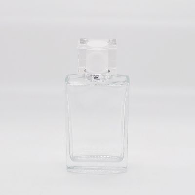 Wholesale 100ml rectangular simple transparent glass perfume bottle 