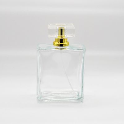 most popular square 100ml clear glass perfume bottle,perfume spray glass bottle 