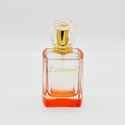 50ml orange square transparent glass perfume spray bottle 