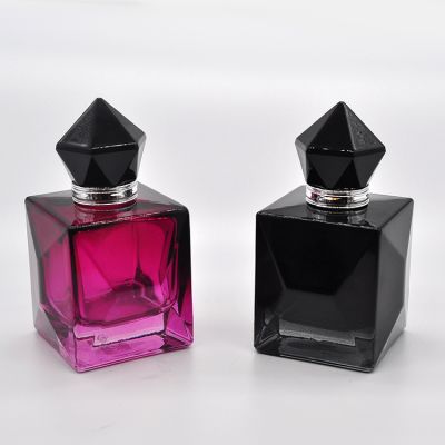 100ml purple black two-color square cut face perfume bottle 