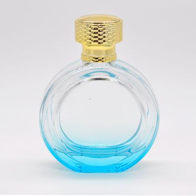 Round gradient color gold cap 100ml recyclable glass perfume spray bottles 