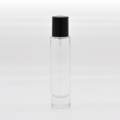 Hot 30ml cylindrical clear glass perfume spray bottle with pump head
