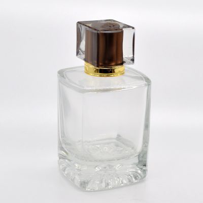 100ml simple design rectangular thick bottom glass perfume bottle 