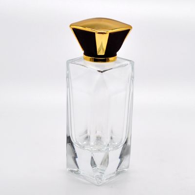 Wholesale brown leather cover 100ml square glass perfume bottle 