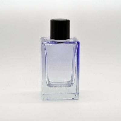 100ml empty high quality OEM customized design purple rectangular glass perfume bottle with mist spray 
