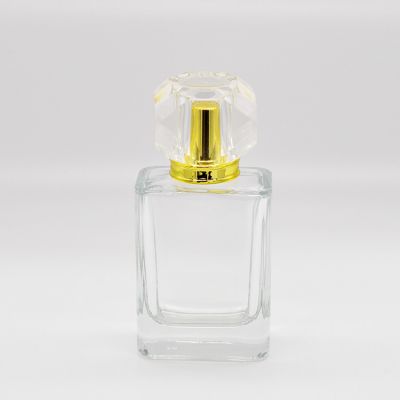 Hot selling cosmetic packaging Transparent 50ml square perfume glass bottle