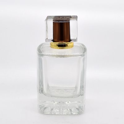 100ml rectangular thick bottom refillable perfume bottle glass with cap 