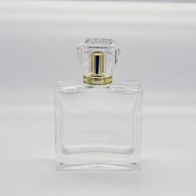 The beautiful simple design flat square glass 100ml shaped empty perfume bottle 