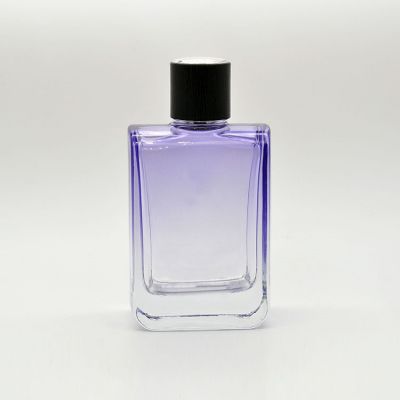 100ml empty high quality OEM customized design purple rectangular glass perfume bottle with spray 