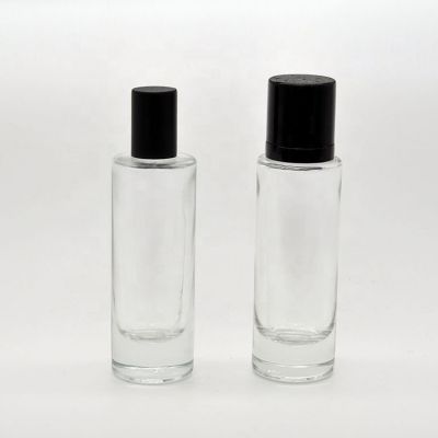 Simple design glass empty perfume spray bottles with black cover 