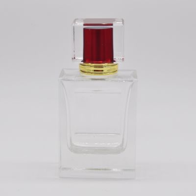 Beautiful design Empty rectangle transparent OEM glass perfume bottle with cap 