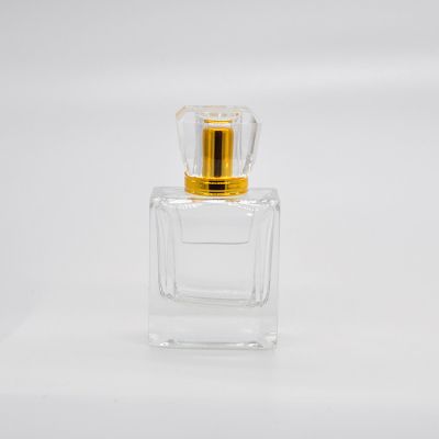 Simple design rectangular 50ml perfume empty glass bottle with cover
