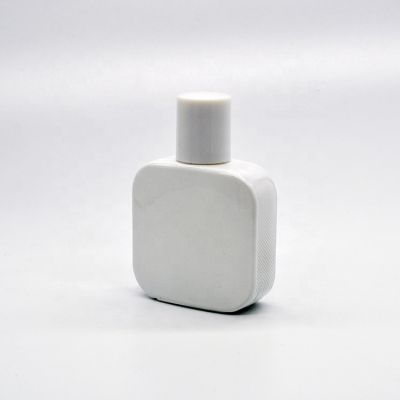 30ml/50ml/100ml empty high quality white OEM glass perfume bottle with gift box pump sprayer texture 