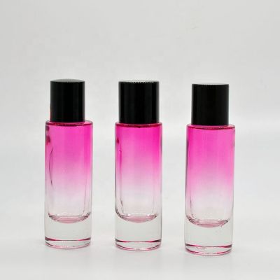 Customized Colored Round Gradient Pump Light High Quality Premium Design Factory Directly Glass Perfume Bottle 