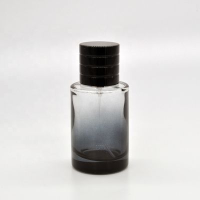 25ml/50ml/100ml Empty high quality cylinder Black OEM glass perfume bottle with gift box pump sprayer 
