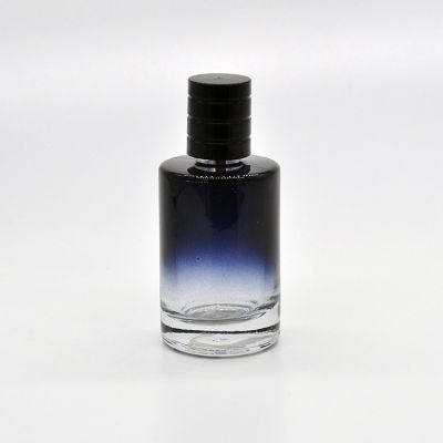 25ml/50ml/100ml Empty high quality cylinder transparent OEM glass perfume bottle with gift box pump sprayer 