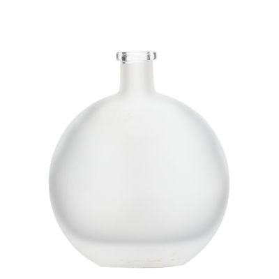 Fancy round shape frosted small size 200ml glass liquor bottle 