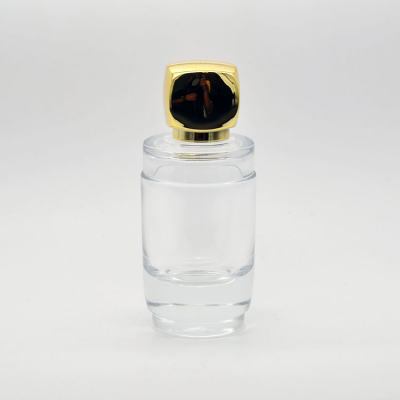 50ml empty high quality OEM customized design transparent glass perfume bottle with gold cap 