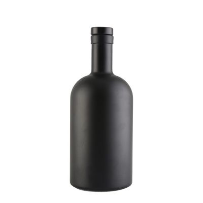 Empty 500ml matte black wine liquor vodka glass bottle with stopper 