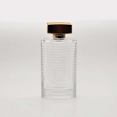 100ml empty high quality OEM customized transparent glass perfume bottle with gold cap 