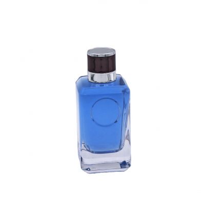square elegant circle groove high quality empty glass perfume bottle for sale 