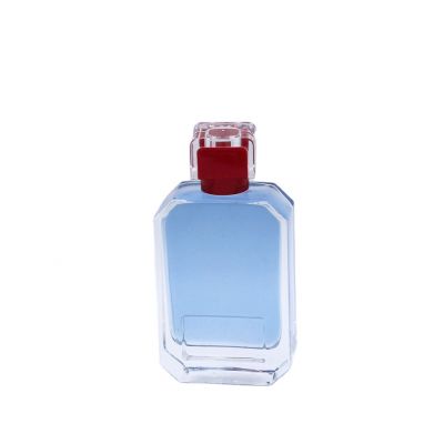 irregular shape transparent bottles with rectangle groove glass perfume bottles