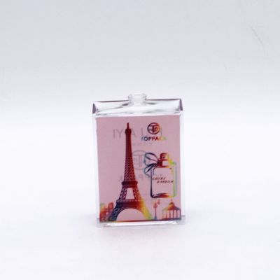 square exquisite thermal transfer printing high quality glass perfume bottles 