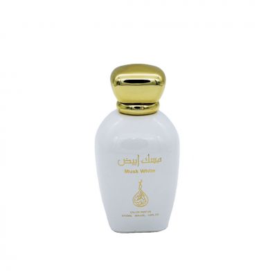 fancy high quality solid white painting custom golden logo perfume bottles 