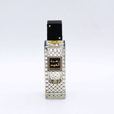 square rectangle with golden engraving custom glass bottles perfume 