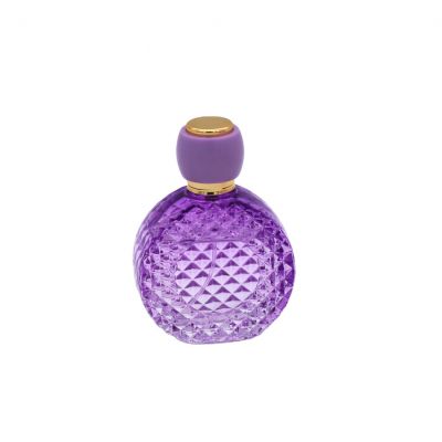 design gradual coating purple color round 100ml clear perfume spray bottle glass 