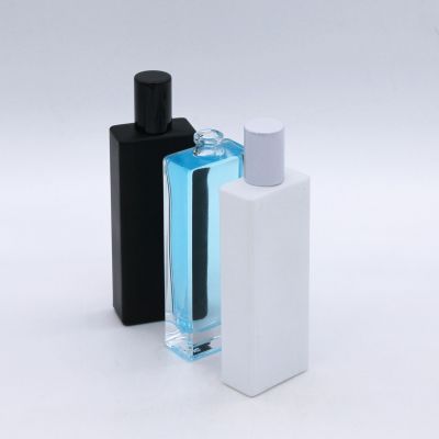 wholesale rectangle solid white black glass perfume bottle 50ml 
