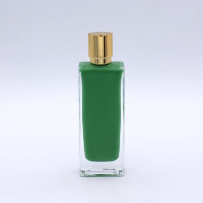 custom made high end painting coating inside green empty perfume glass spray bottle
