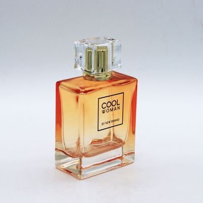100ml painting orange color glass square perfume bottle 