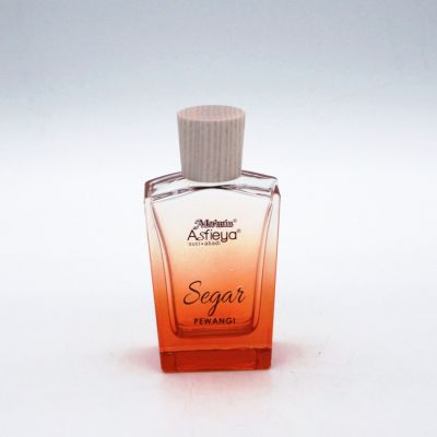 customized screen printing logo gradual coating orange empty glass perfume bottle 50ml 