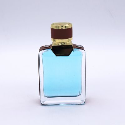 wholesale high quality luxury empty 100ml cosmetic glass perfume bottle with leather