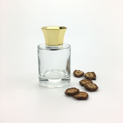 100ml logo custom glass chinese perfume bottle with gold plastic cap 