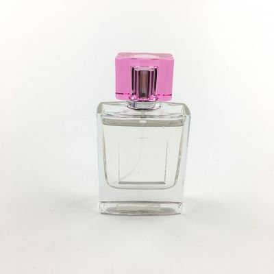 design your own tradition shape empty glass big perfume bottle with pink cap