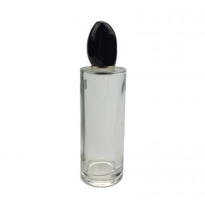 empty 100ml wholesale glass perfume bottles with black unique cap 