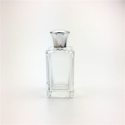 100ml empty clear glass perfumes bottle dubai with shiny silver cap 